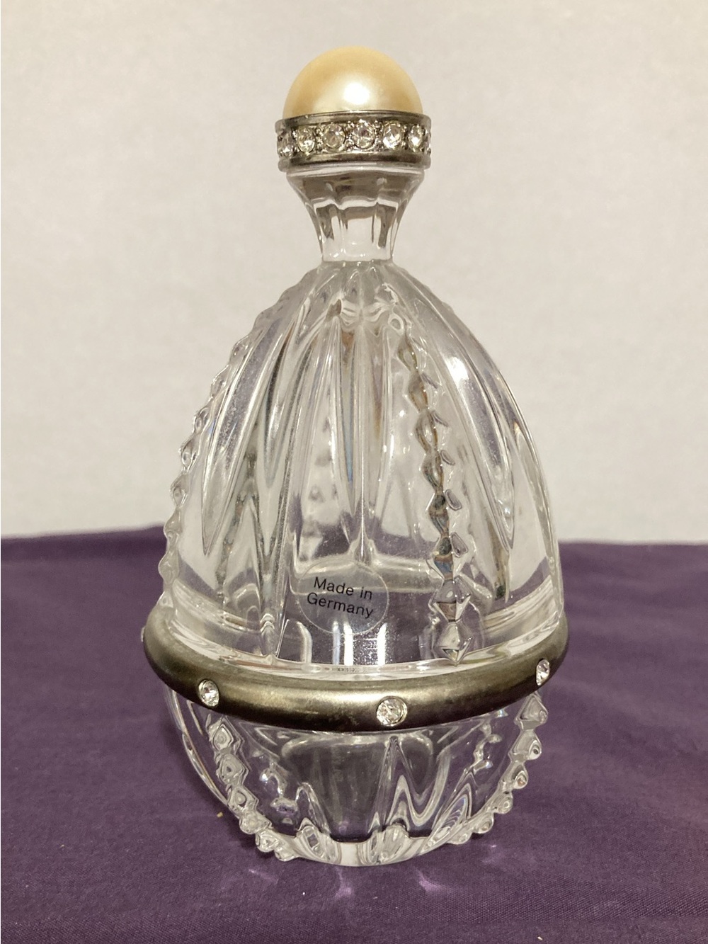 Lenox Crystal Egg Trinket Box with Pearl Top and Rhinestone Band